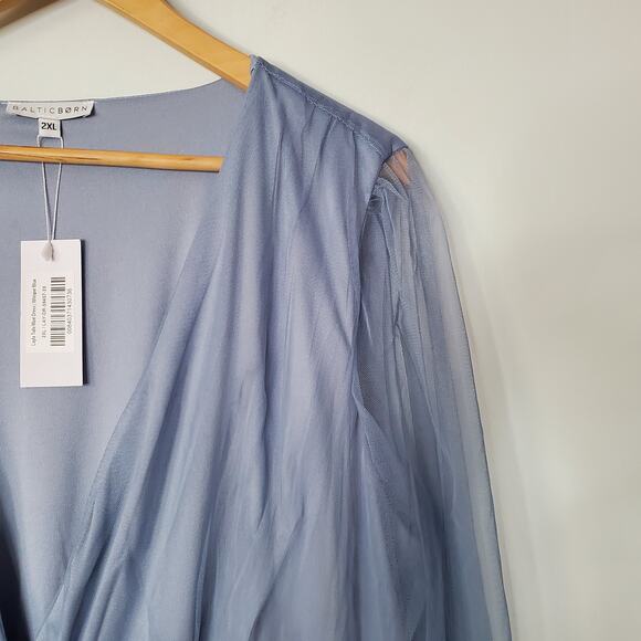 Baltic Born Layla Tulle Maxi Dress Whisper Blue Long Sleeve Plus Size 2XL New - Picture 8 of 15